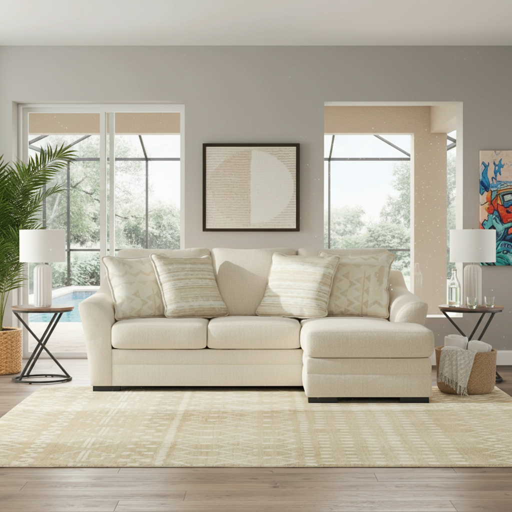 Sofá Chaise Lango Reversible en Pebble: Estilo Florida para tu Hogar en Orlando