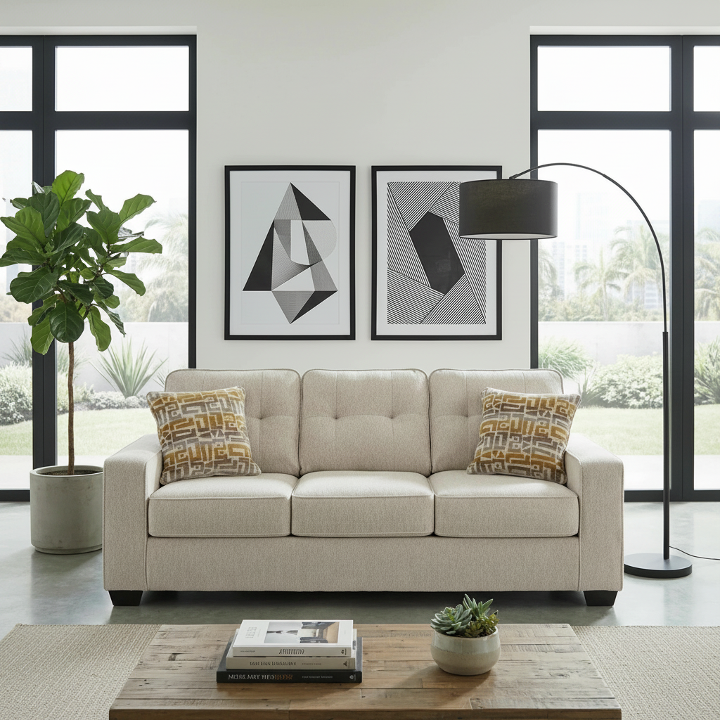 Larimer Queen Sofa Sleeper in Stone: Perfect for Tampa Living - Ocean Furniture