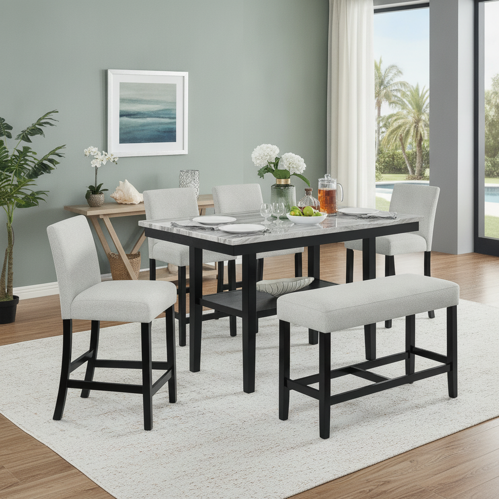 Elevate Your Fort Myers Dining: Marbel Faux Marble Counter Height Set & Florida Furniture Guide