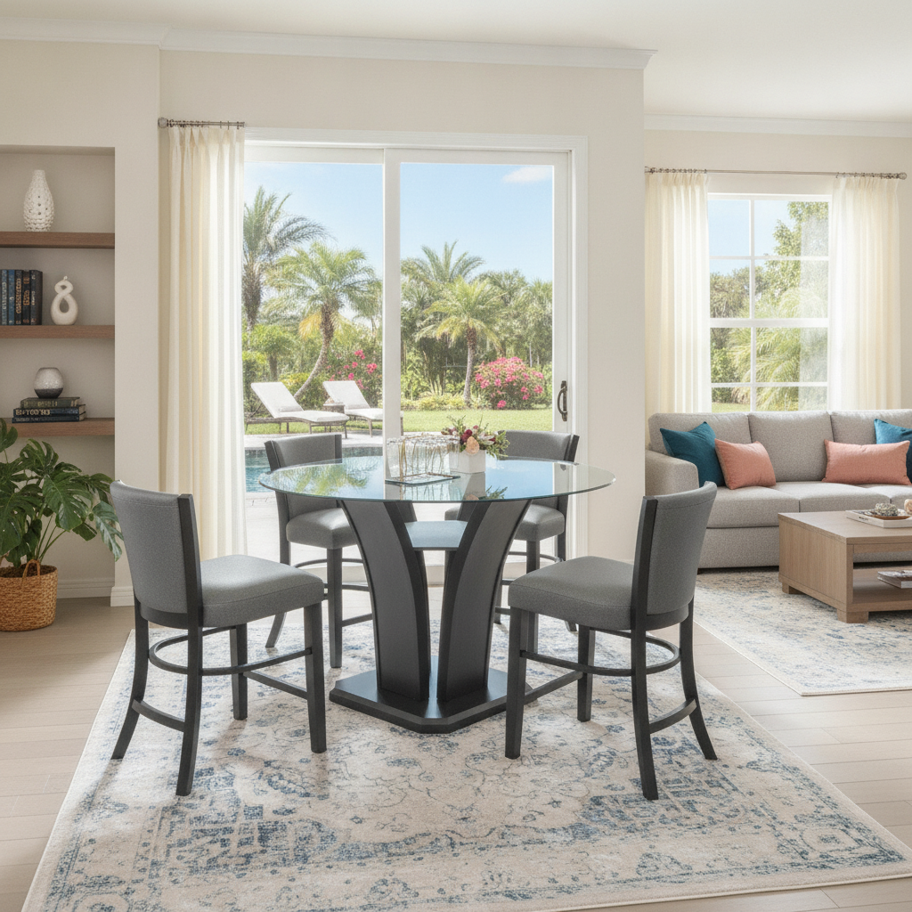 Camelia 5-Piece Counter Height Dining Set: Modern Coastal Elegance for Your Orlando Home | Ocean Furniture
