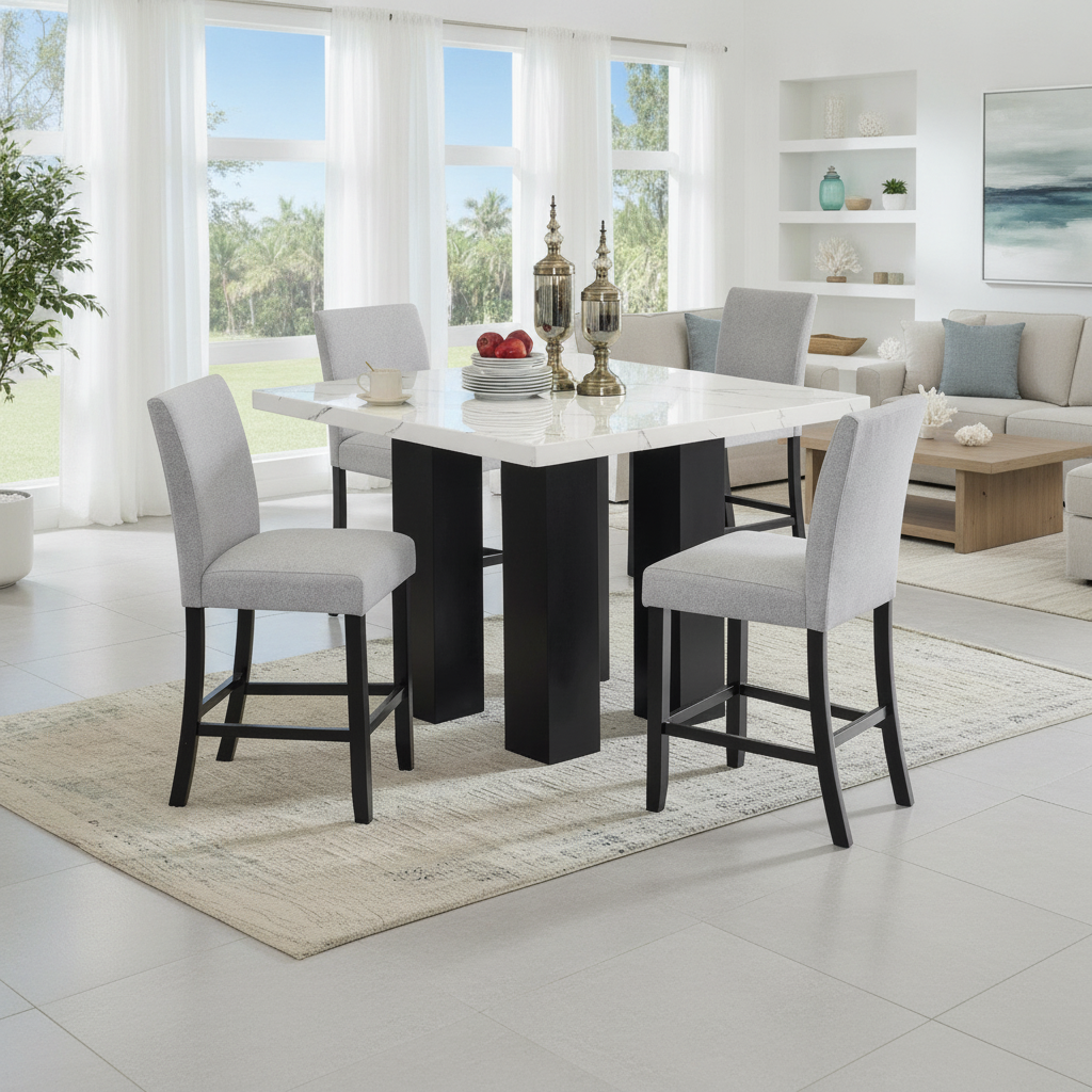 Elevate Your Tampa Home: The Parkside Counter Height Marble-Look Dining Set at Ocean Furniture