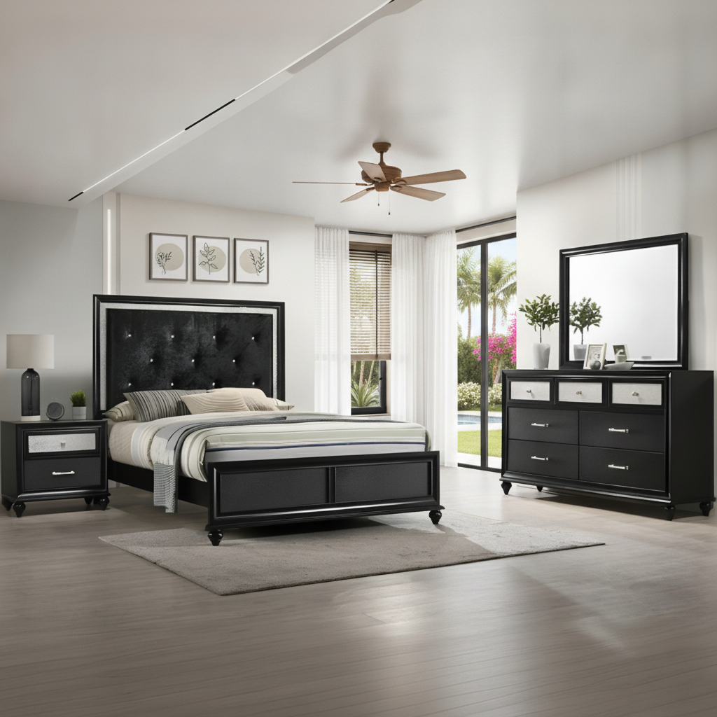Elevate Your Orlando Bedroom: The Lila Black 4-Piece Set for Florida Coastal Style