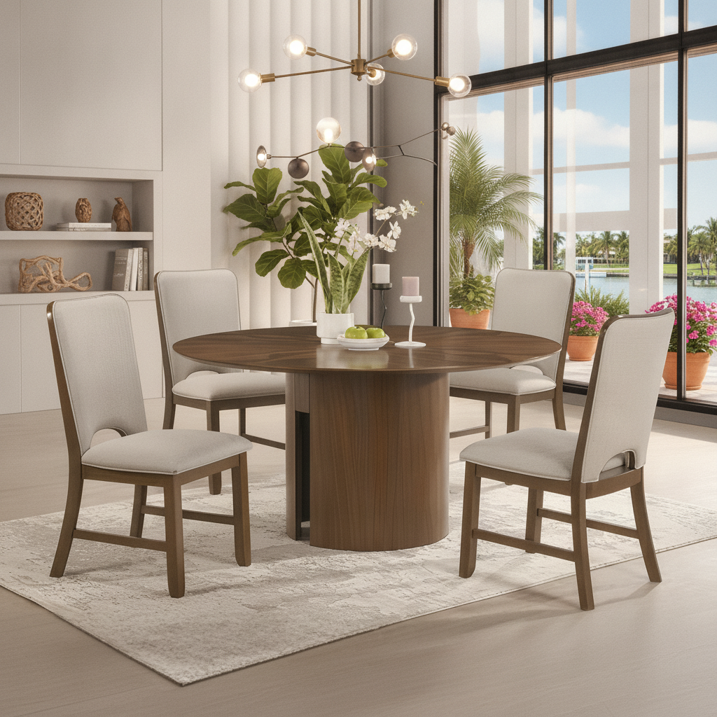 Shari 5-Piece Round Dining Set Fort Myers: Modern Florida Dining | Ocean Furniture