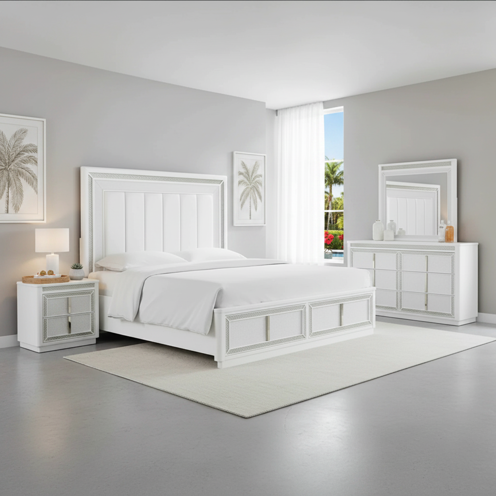 Transform Your Orlando Bedroom with the Chalanna Modern LED Storage Bedroom Set at Ocean Furniture