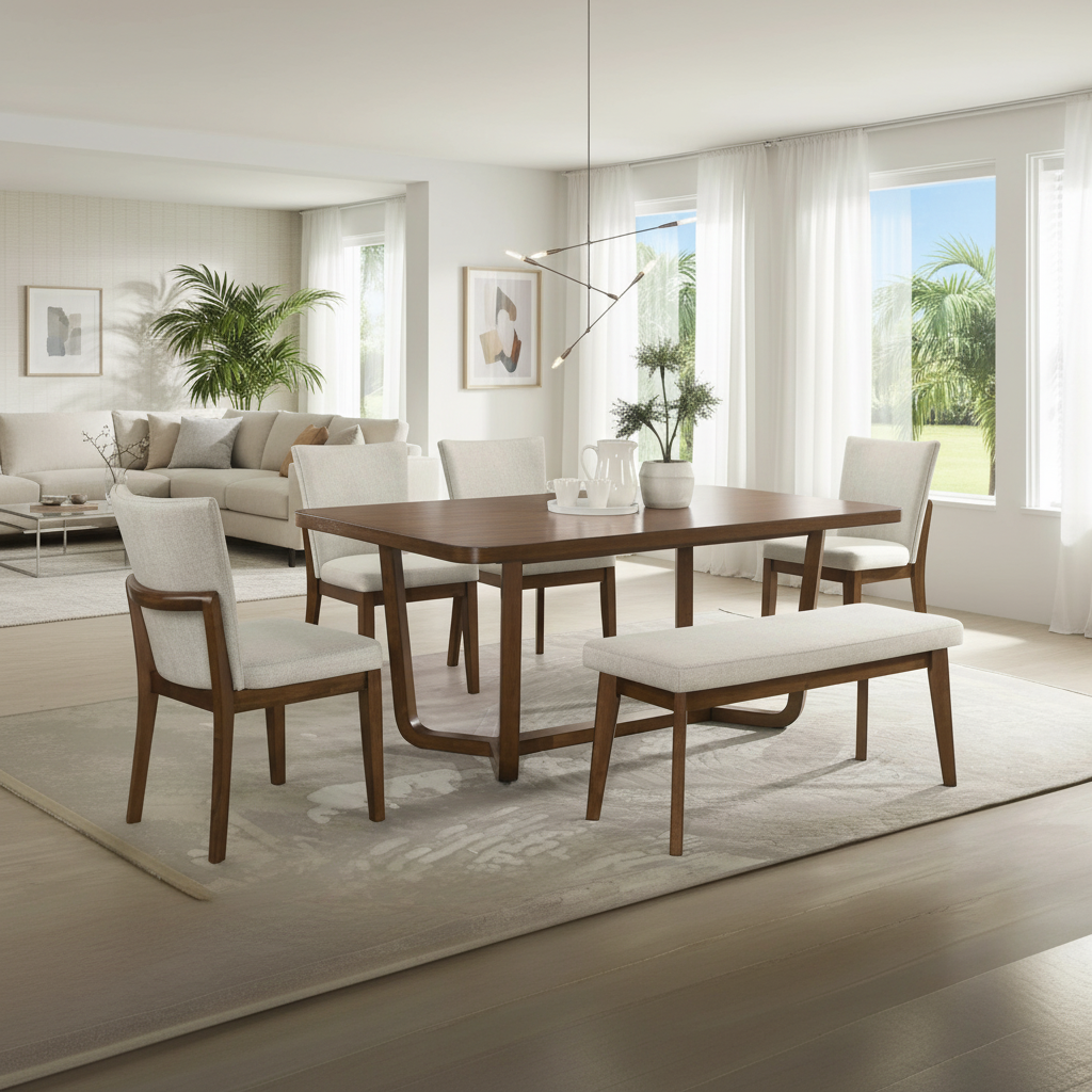 Salerno 6-Piezas Comedor Moderno Tampa | Oferta Exclusiva en Ocean Furniture Florida