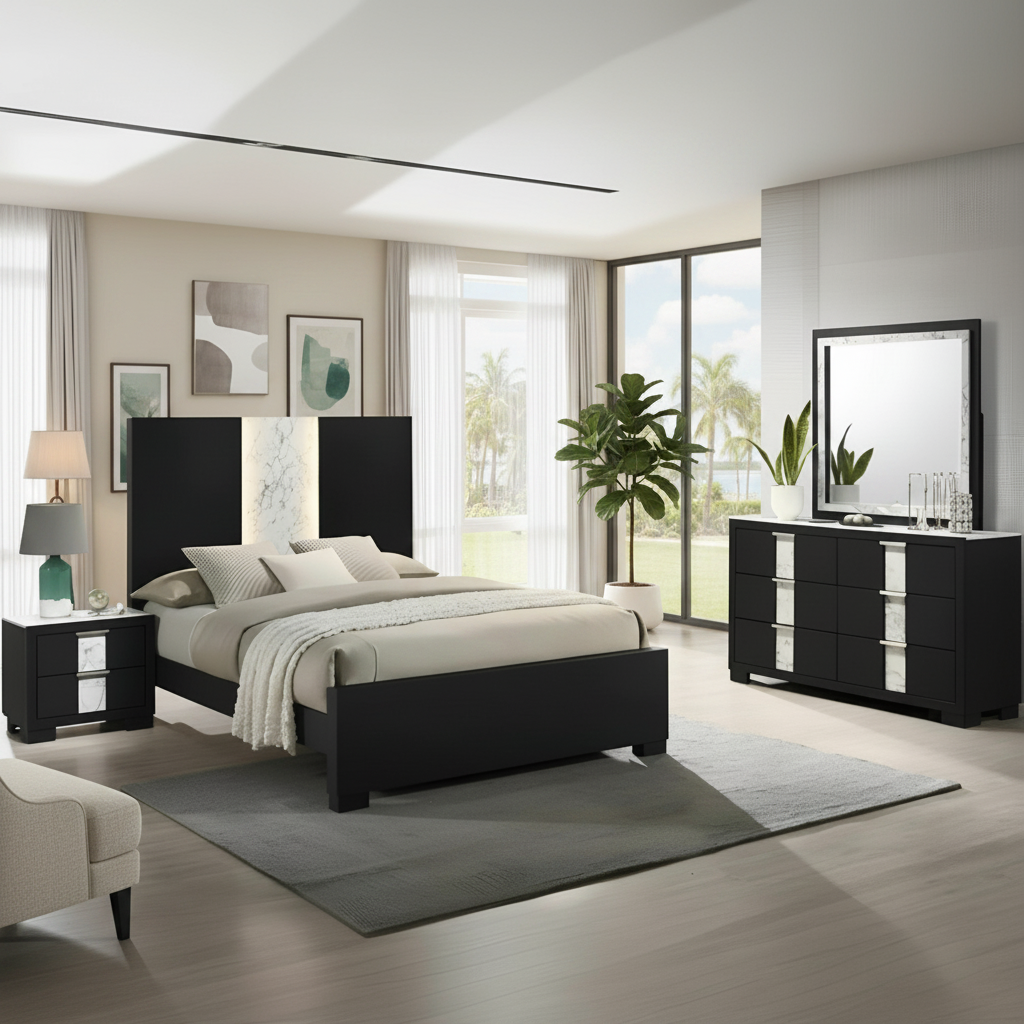 Juego de Dormitorio Rangley 4 Piezas Fort Myers | Muebles Modernos Florida