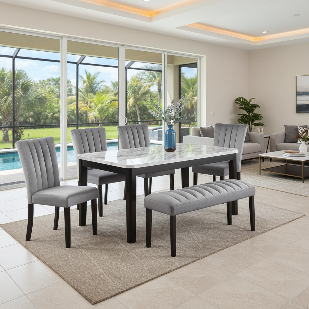 Juego de Comedor Pascal: Lujo Costero Moderno en Orlando | Ocean Furniture
