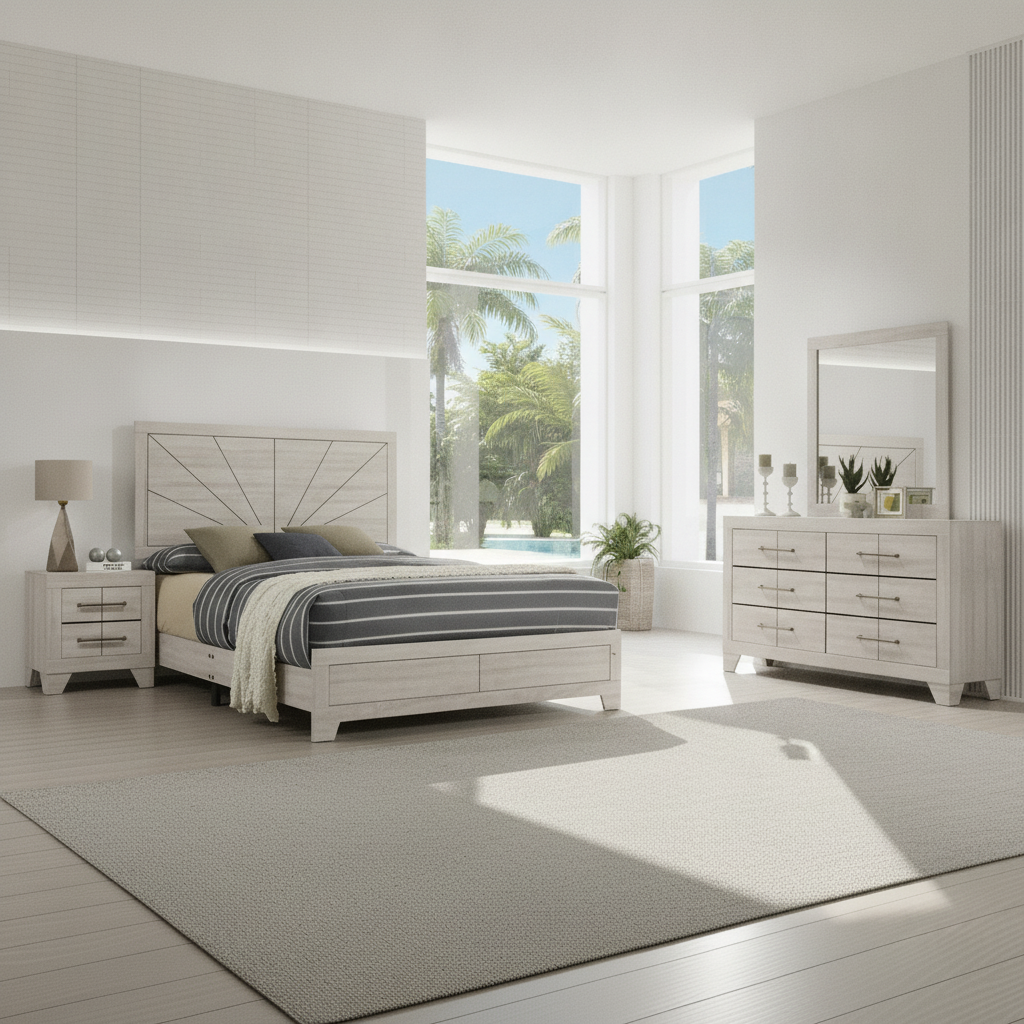 Lyla Queen Bedroom Set Tampa: Modernidad y Ahorro en Ocean Furniture Florida