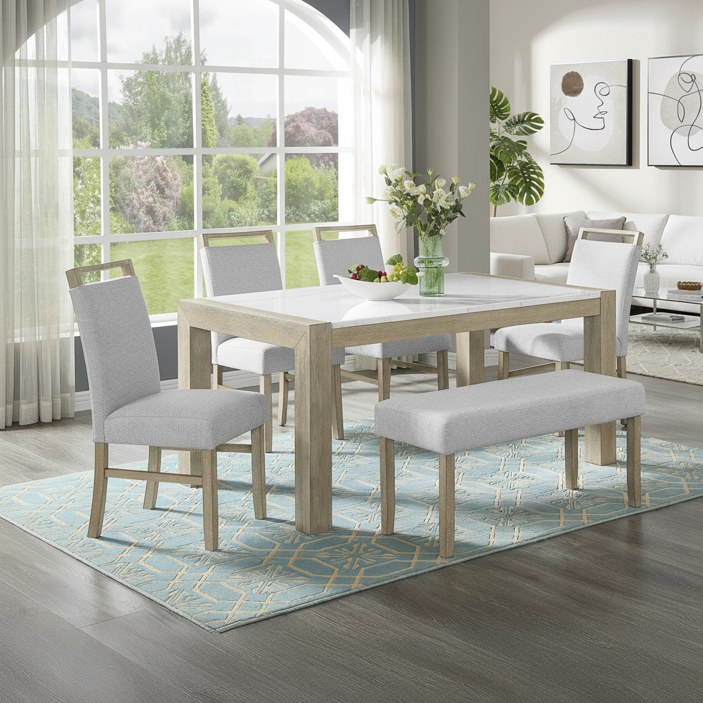 Dune Dining Group Tampa: Modern Marble Top Dining Set at Ocean Furniture