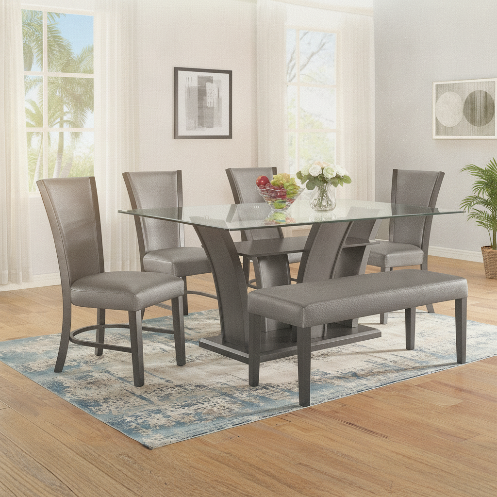 Camel 6-Piece Glass Dining Set Fort Myers: Perfect for Florida Living | Ocean Furniture