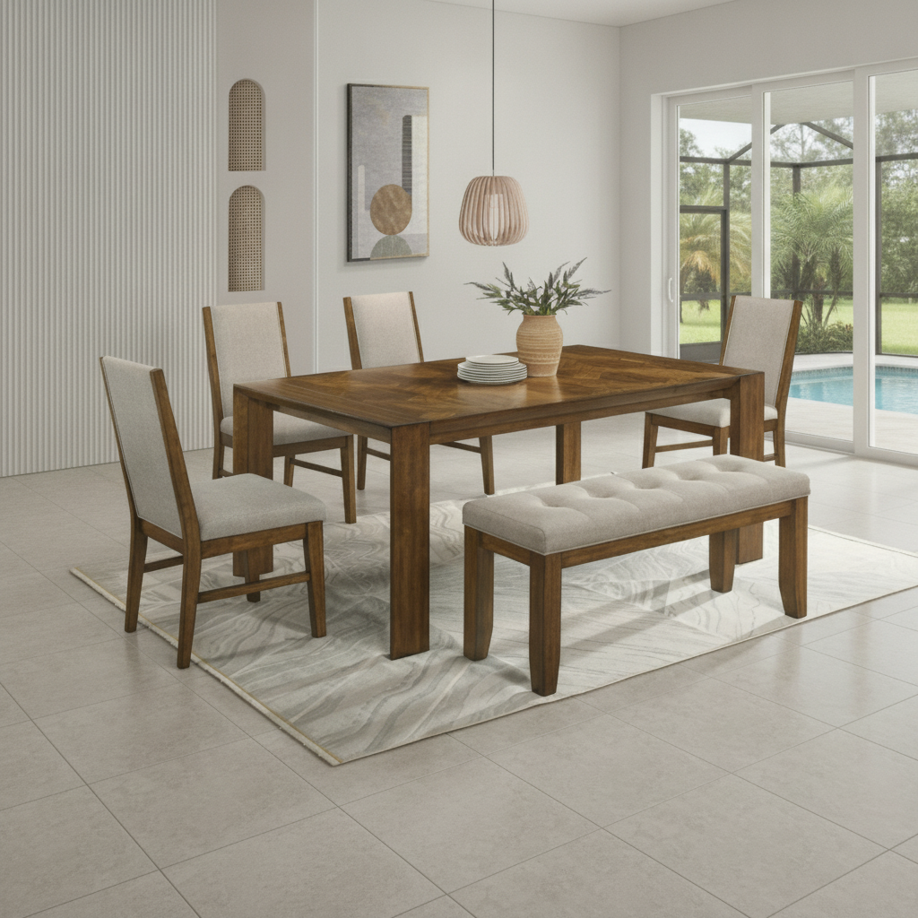 Hollister 6-Pc Dining Set: Orlando's Coastal Modern Gem | Ocean Furniture