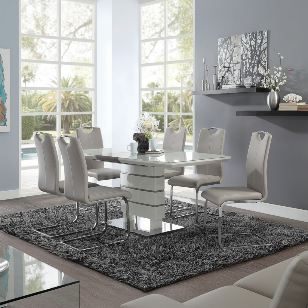 Elevate Your Tampa Home: Glissand High Gloss Dining Set | Ocean Furniture