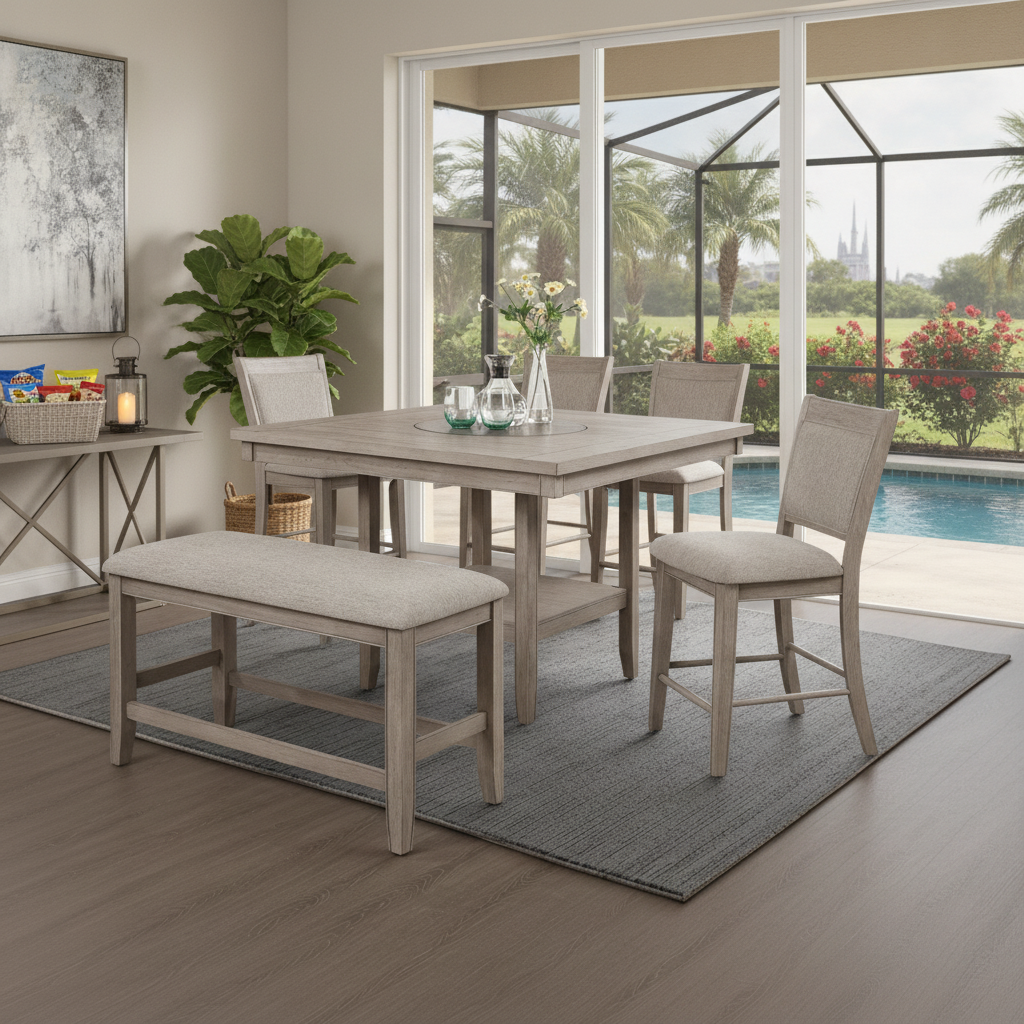 Florida Coastal Chic: Fulton Marble Counter Height Dining Set Orlando