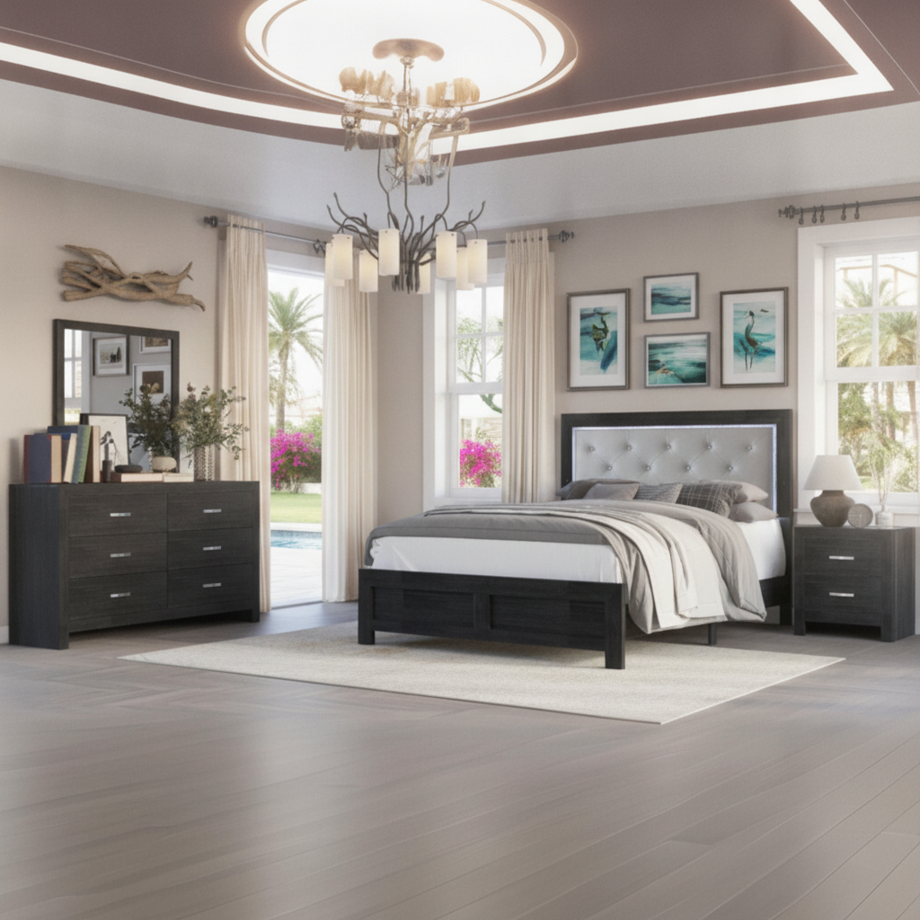 Juego de Dormitorio Jaylen Negro/Beige: Estilo Moderno y Durabilidad para su Hogar en Fort Myers, FL