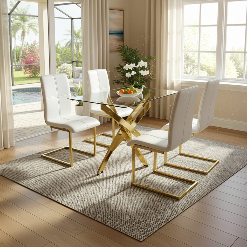 Elevate Your Orlando Home: Modern Glass Dining Set for Florida Contemporary Living
