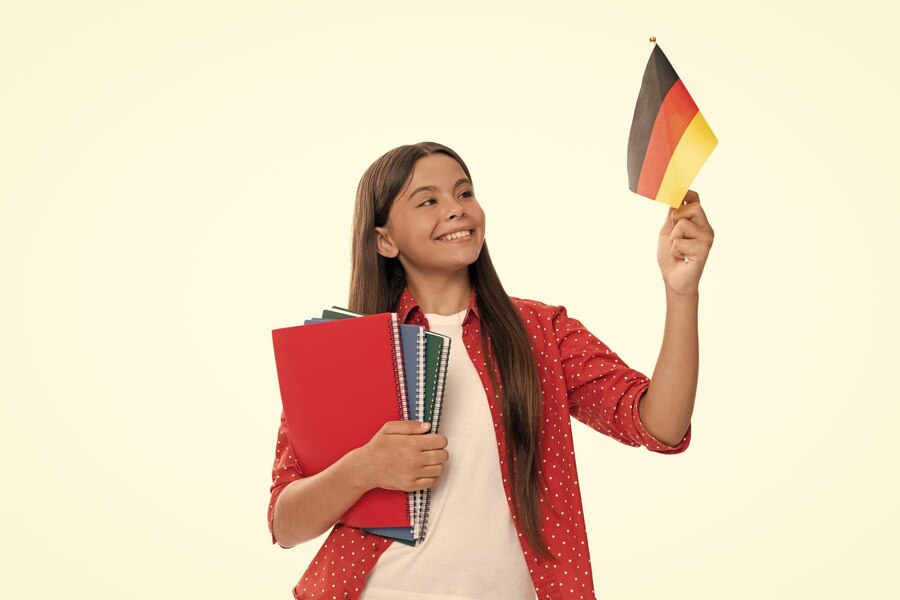 Students participating in a German group class