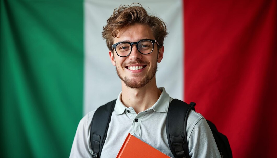 Italian language learner practicing with free resources
