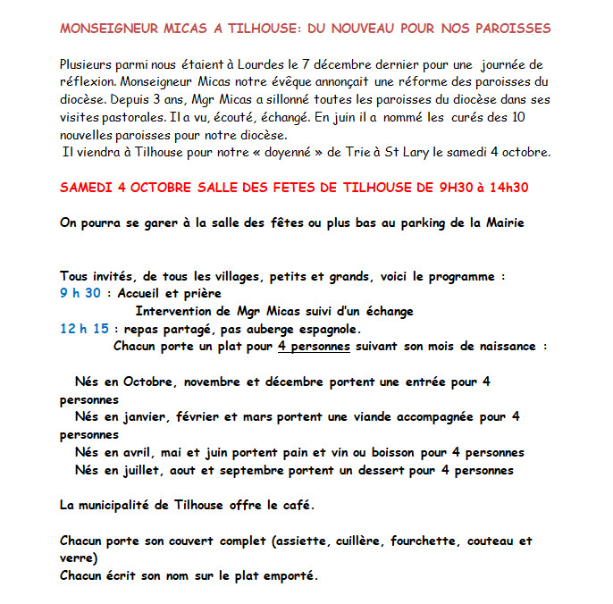 Rencontre avec Mgr MICAS
