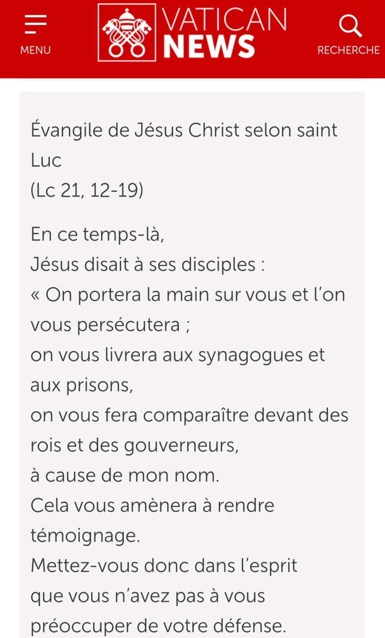 Évangile du 27 novembre 2025