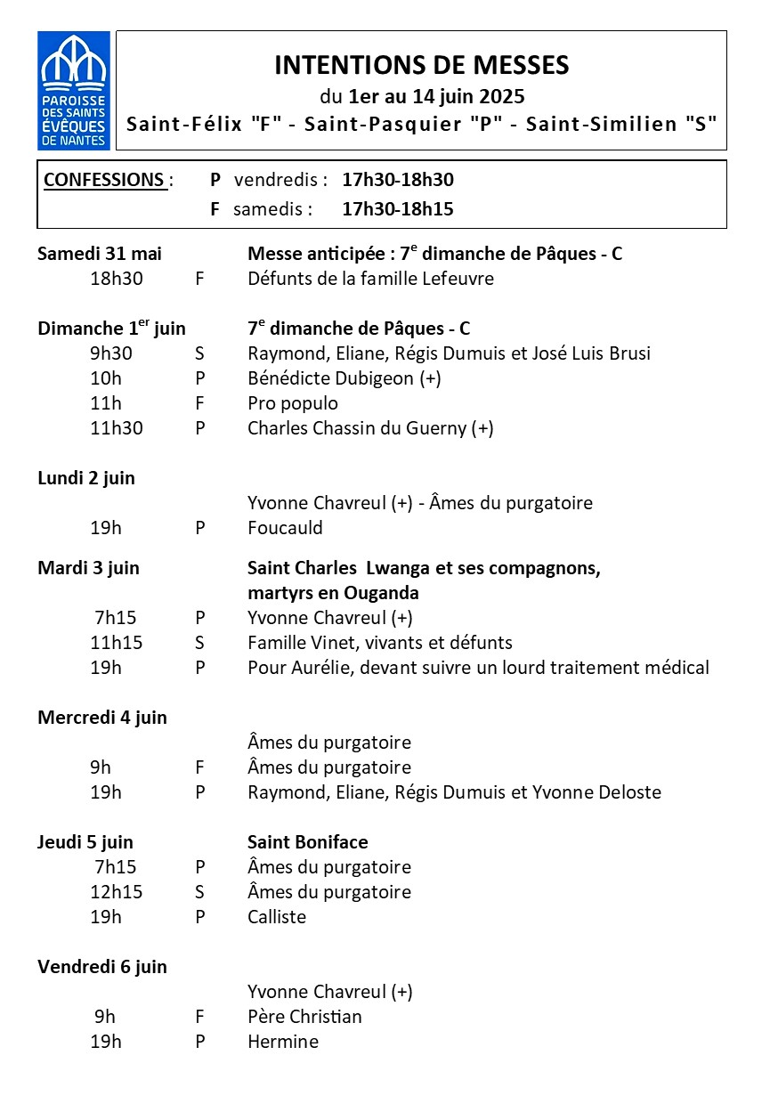 INTENTIONS DE MESSE