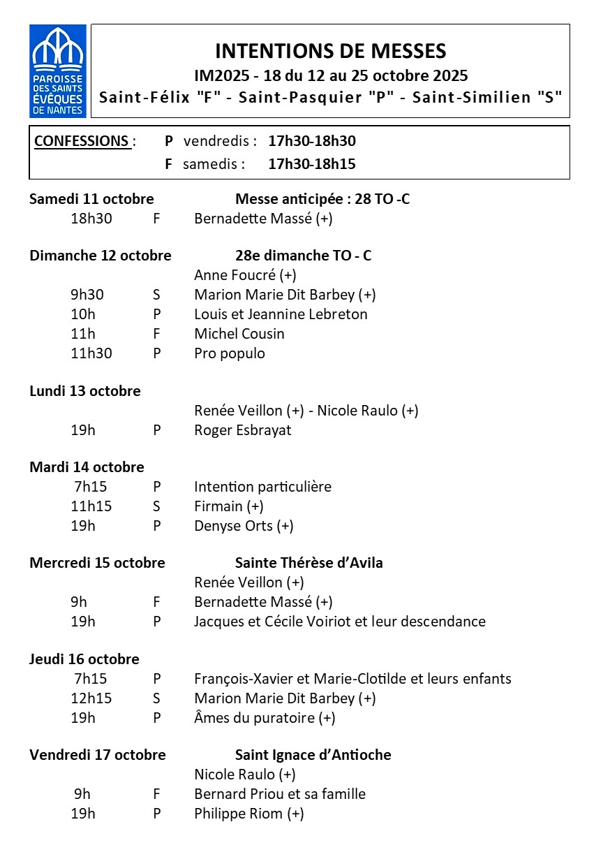 INTENTIONS DE MESSE