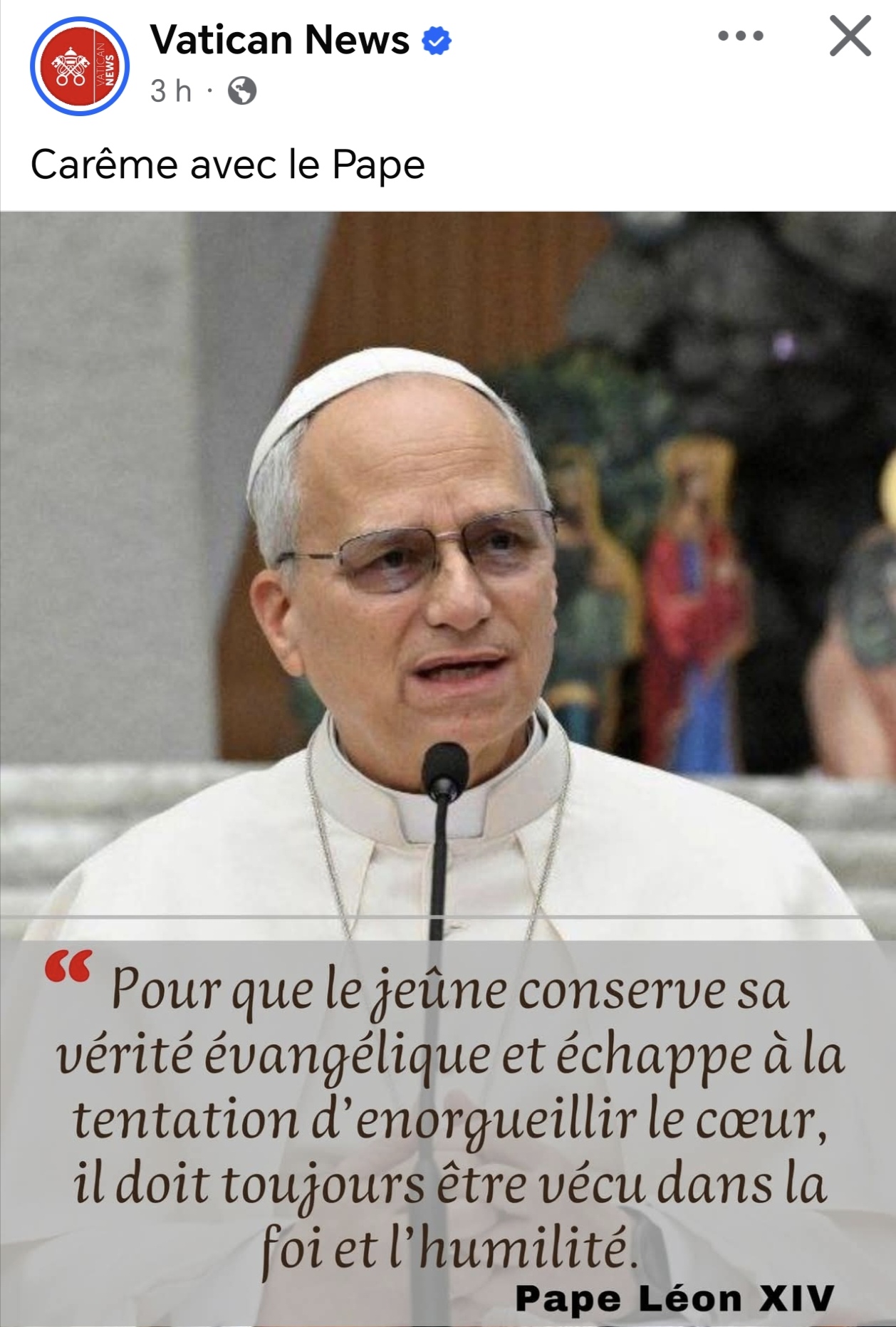 Pape Léon XIV, Carême