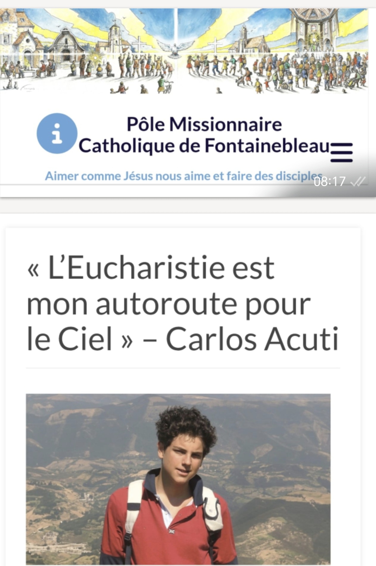l'Eucharistie. Carlo Acutis