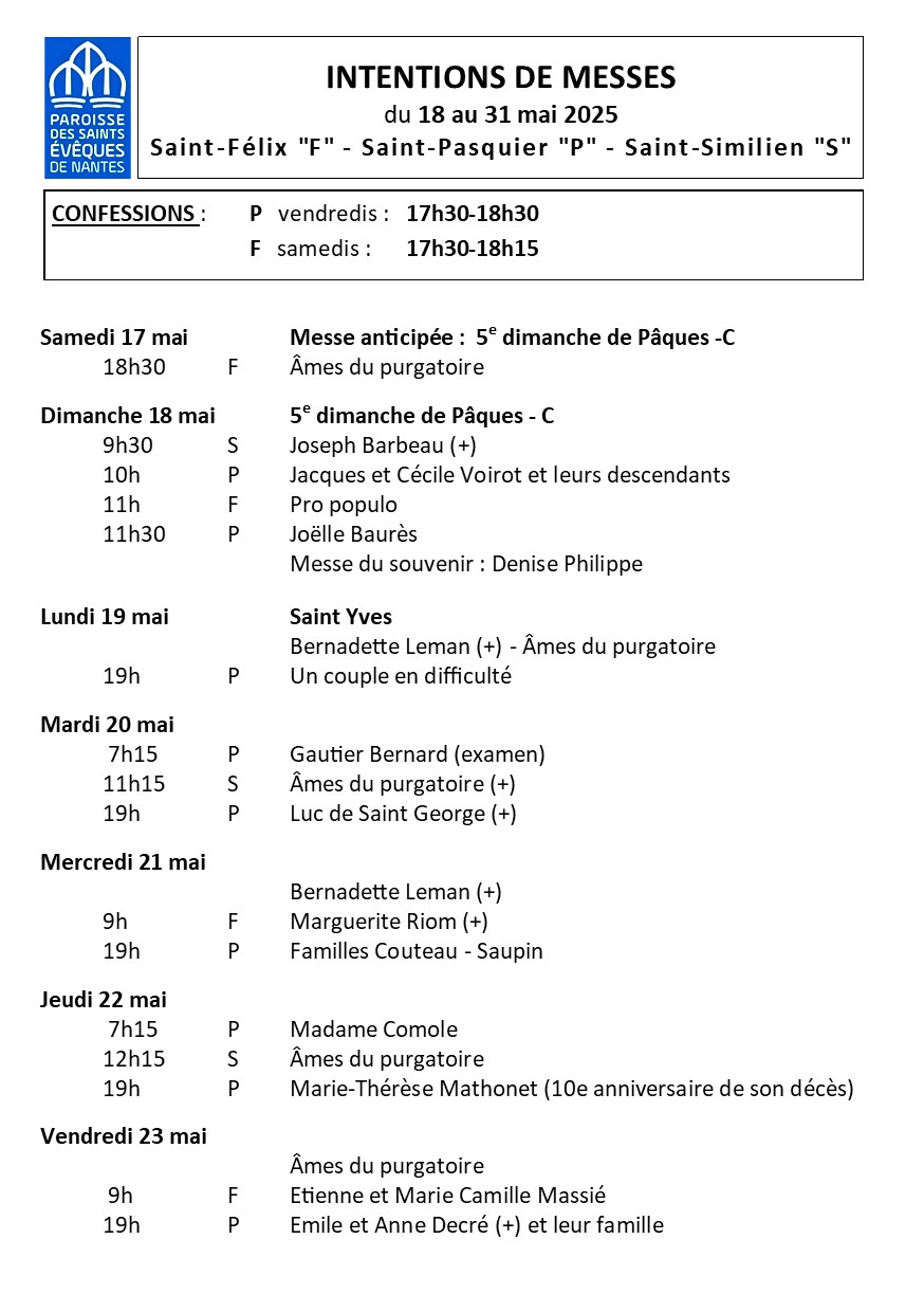 INTENTIONS DE LA QUINZAINE