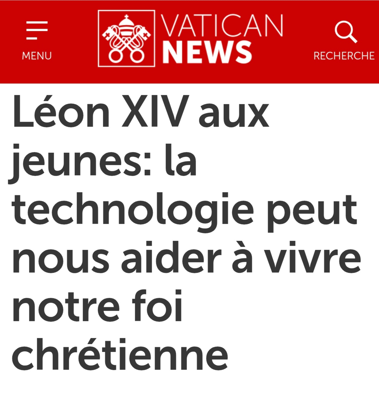 Pape Léon XIV et les nouvelles technologies avec 15 000 jeunes catholiques américains