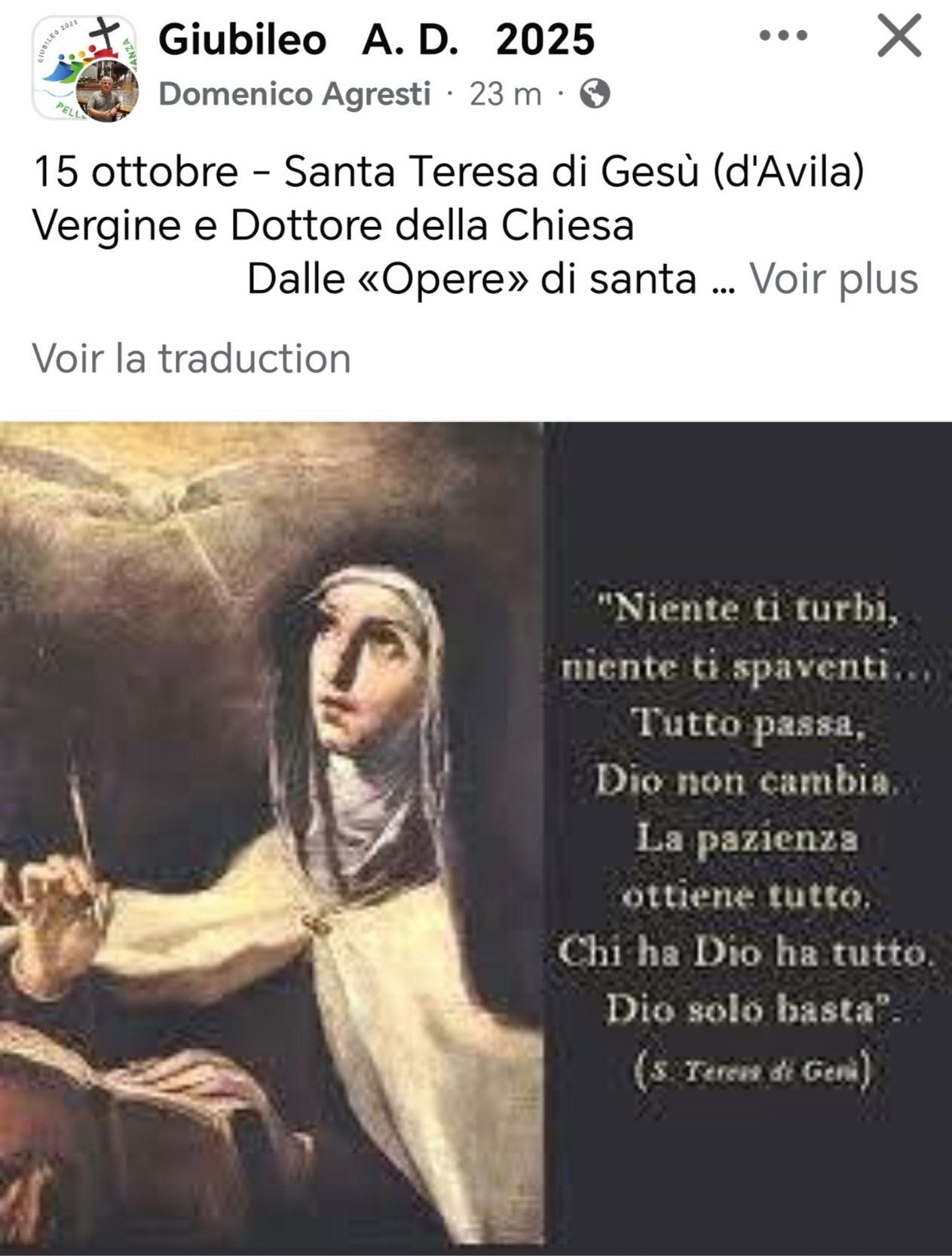 15 octobre Ste Thérèse d'Avila