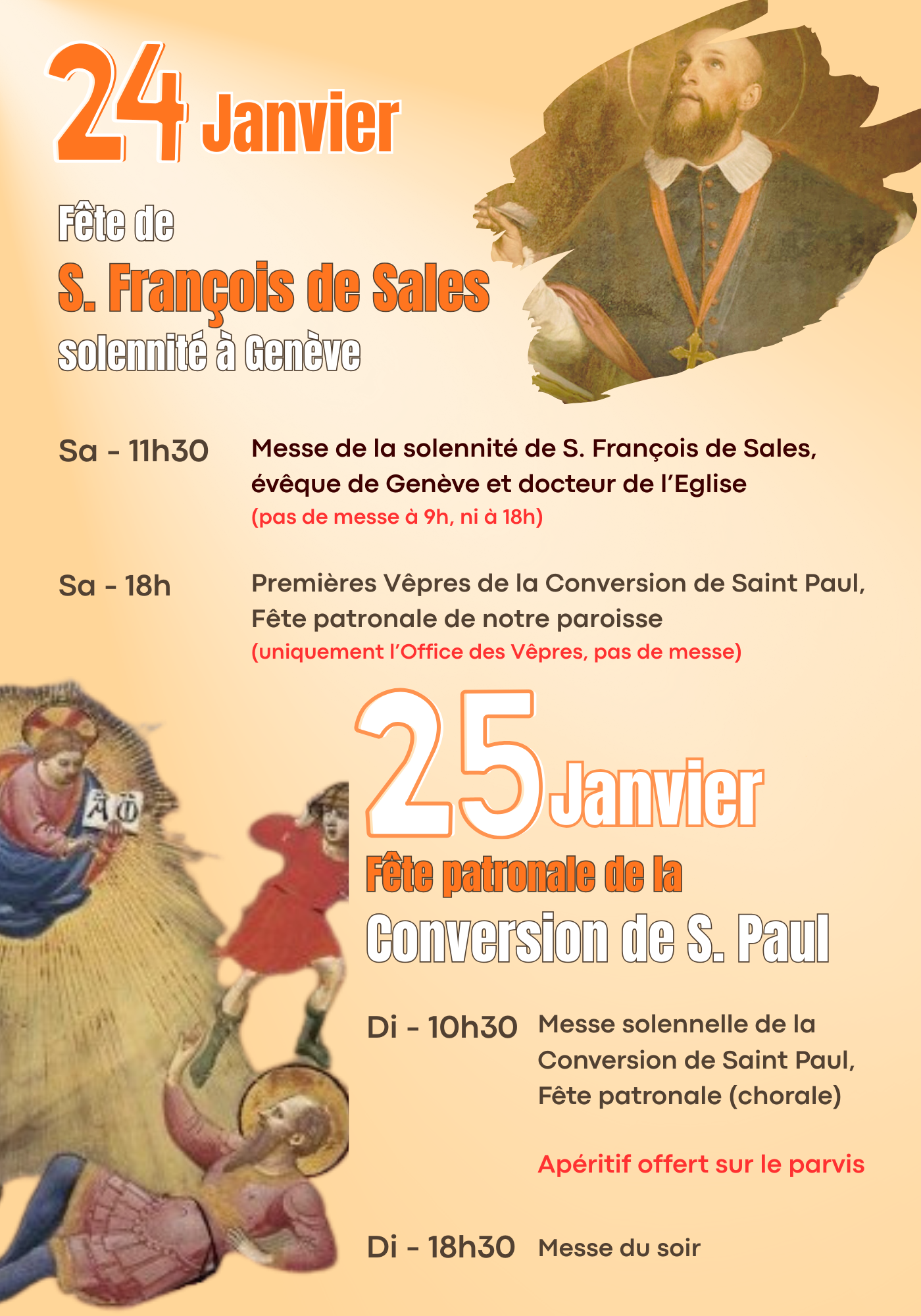 24 et 25 janvier : horaires spéciaux