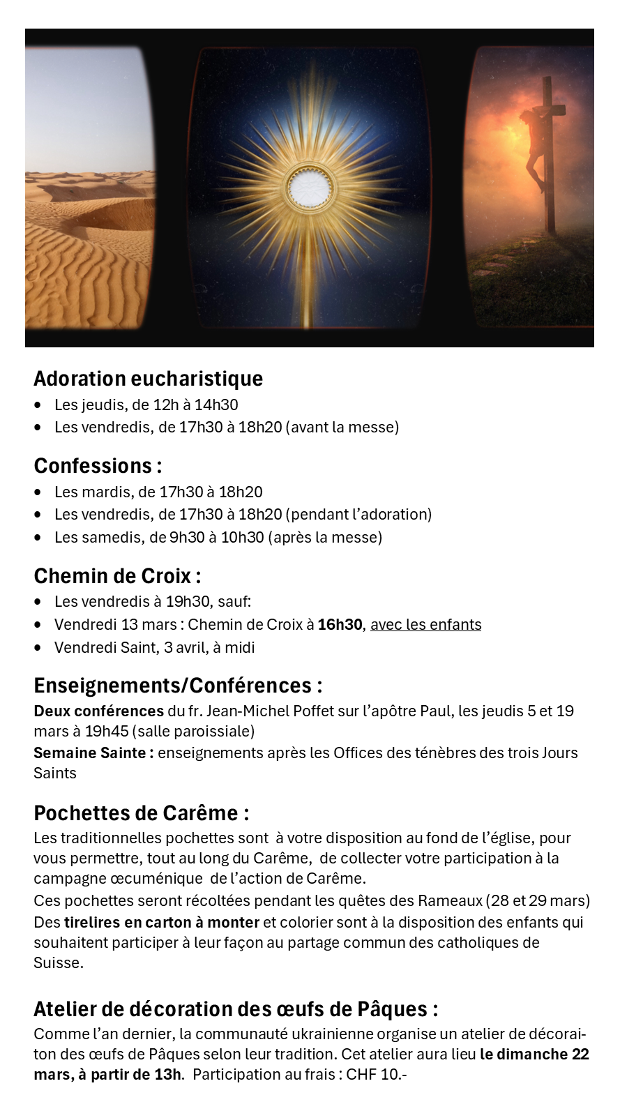 Vos rendez-vous de Carême à St-Paul