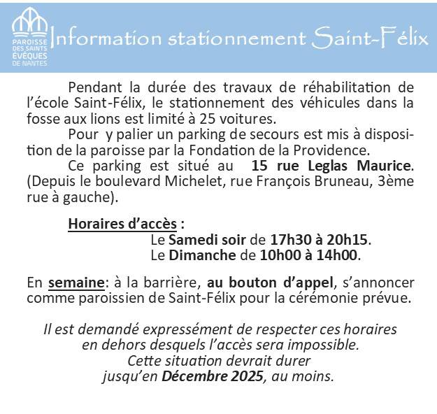 INFORMATION STATIONNEMENT SAINT-FÉLIX