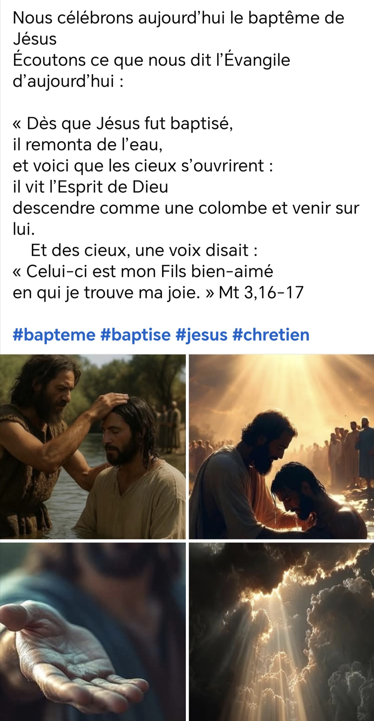 Baptême du Christ 11 janvier 2026