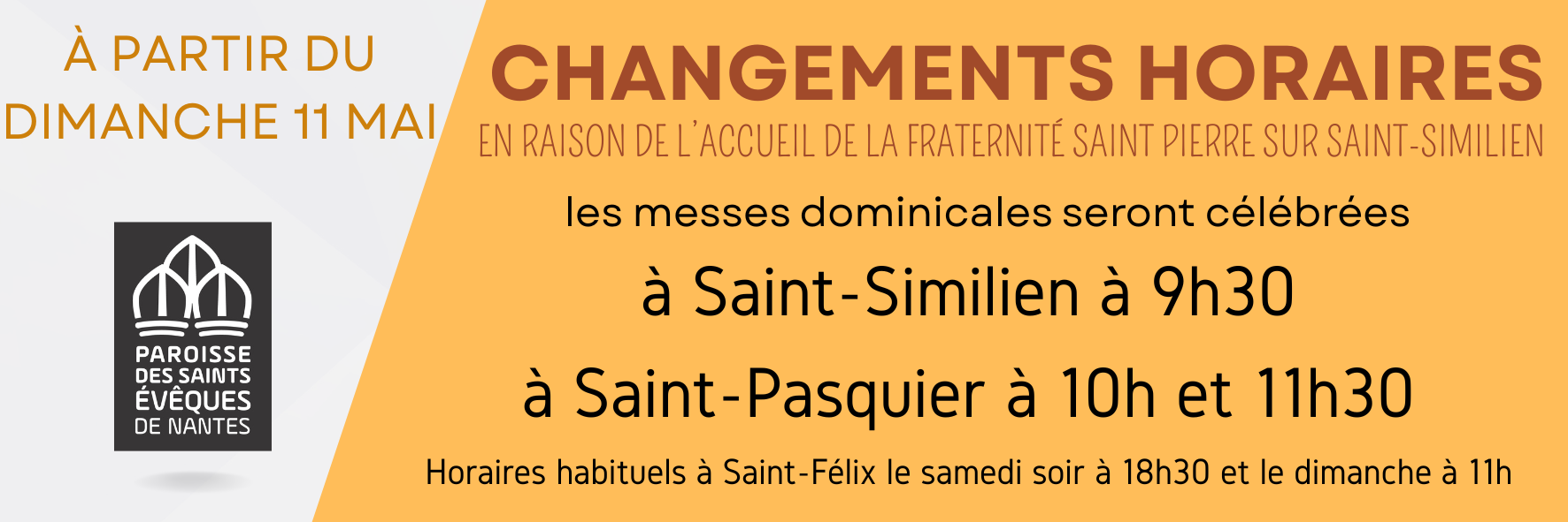 CHANGEMENT HORAIRES MESSES DOMINICALES