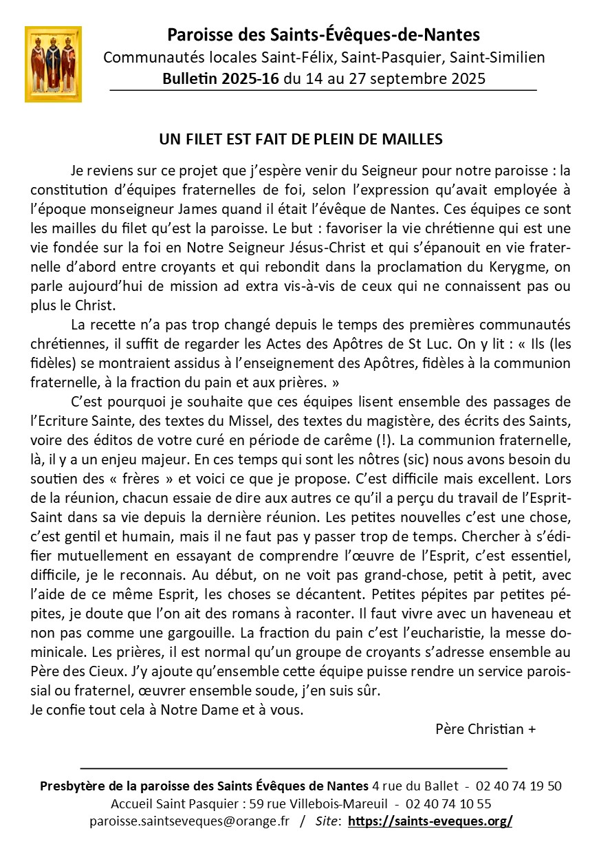 BULETTIN DE LA QUINZAINE