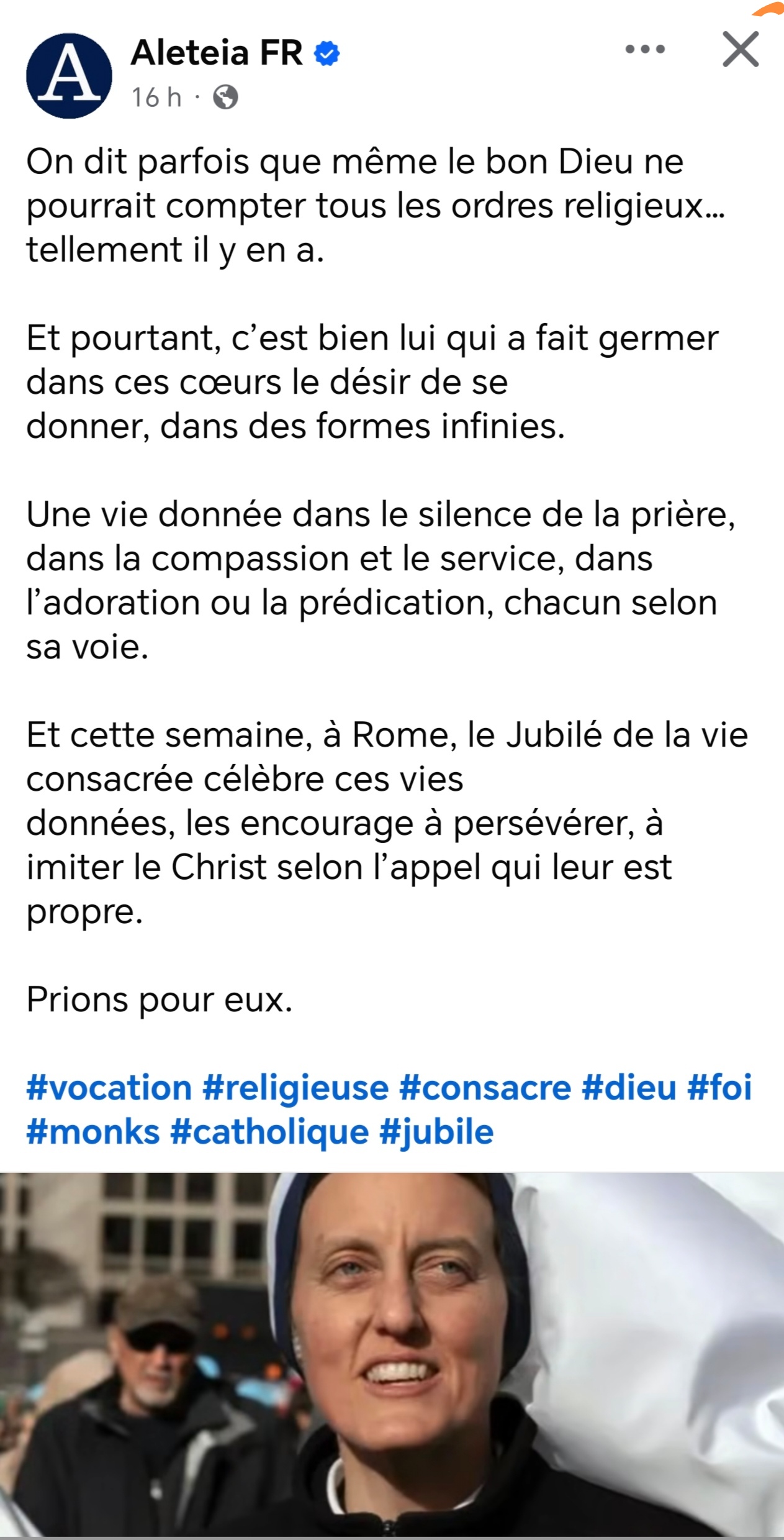 Aletia Jubilé de la vie consacrée 🙏