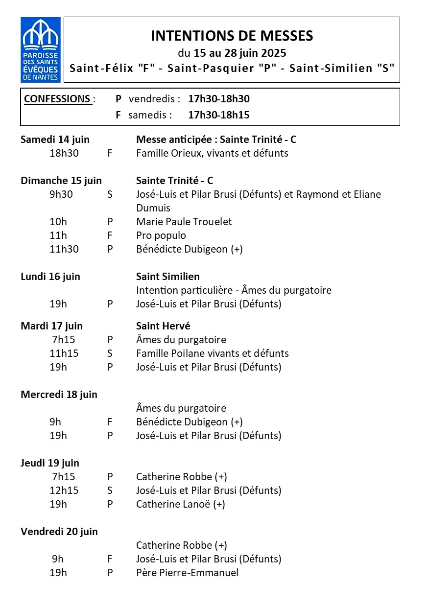 INTENTIONS DE MESSES