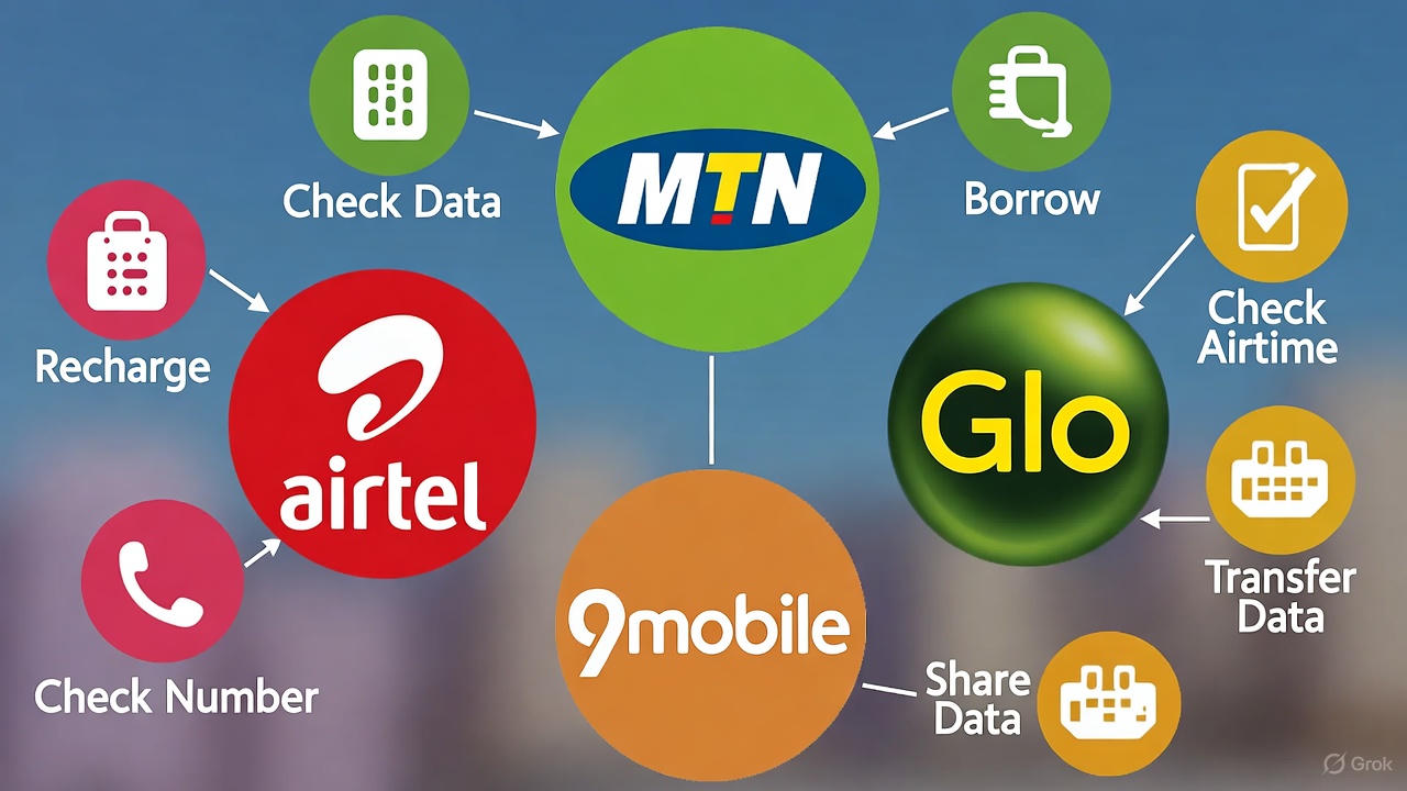 Man with phone and network icons