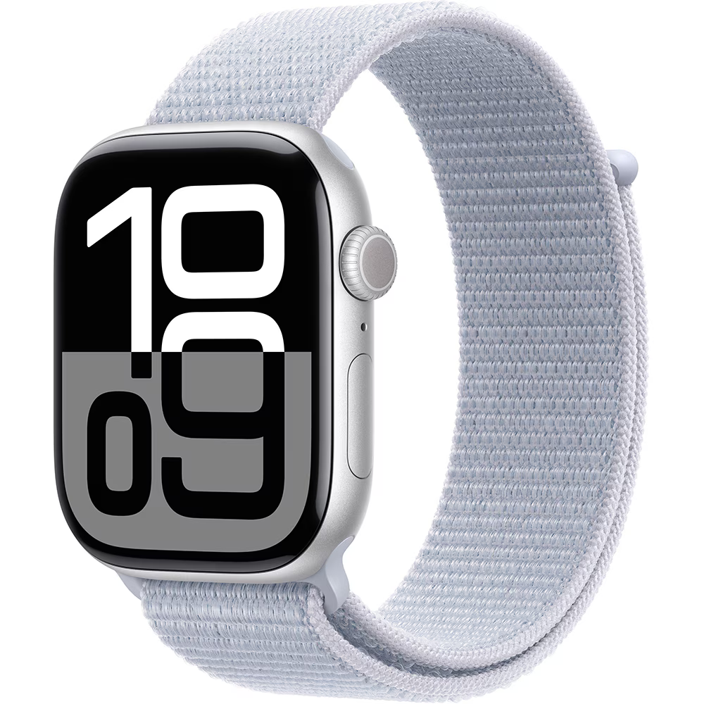 Apple Watch Series 10 GPS 46mm, Silver Aluminium, Blue Cloud Sport Loop