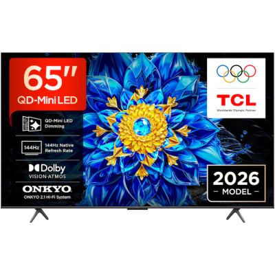 Televizor TCL QD-MiniLed 65P8L, 164 cm, Smart Google TV, 4K Ultra HD, 144Hz, Clasa F (Model 2026)