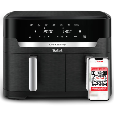 Friteuză dublă cu aer cald Tefal Dual Easy Fry XXL cu capacitate 11L