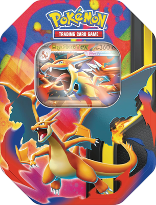 Pokémon TCG Mega Charizard Y ex Tin cu 4 boostere – disponibil pe bază de invitație