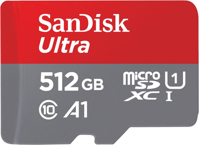 SanDisk Ultra Android microSDXC UHS-I Memory Card 512GB + Adapter (for Smartphones and Tablets, A1, Class 10, U1, Full HD Videos, Up to 150MB/s Read Speed)