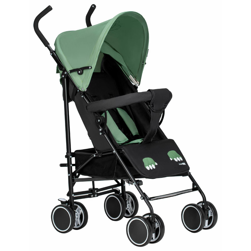 Cărucior sport FreeON Simple, spătar reglabil, suport picioare reglabil, Black/Green