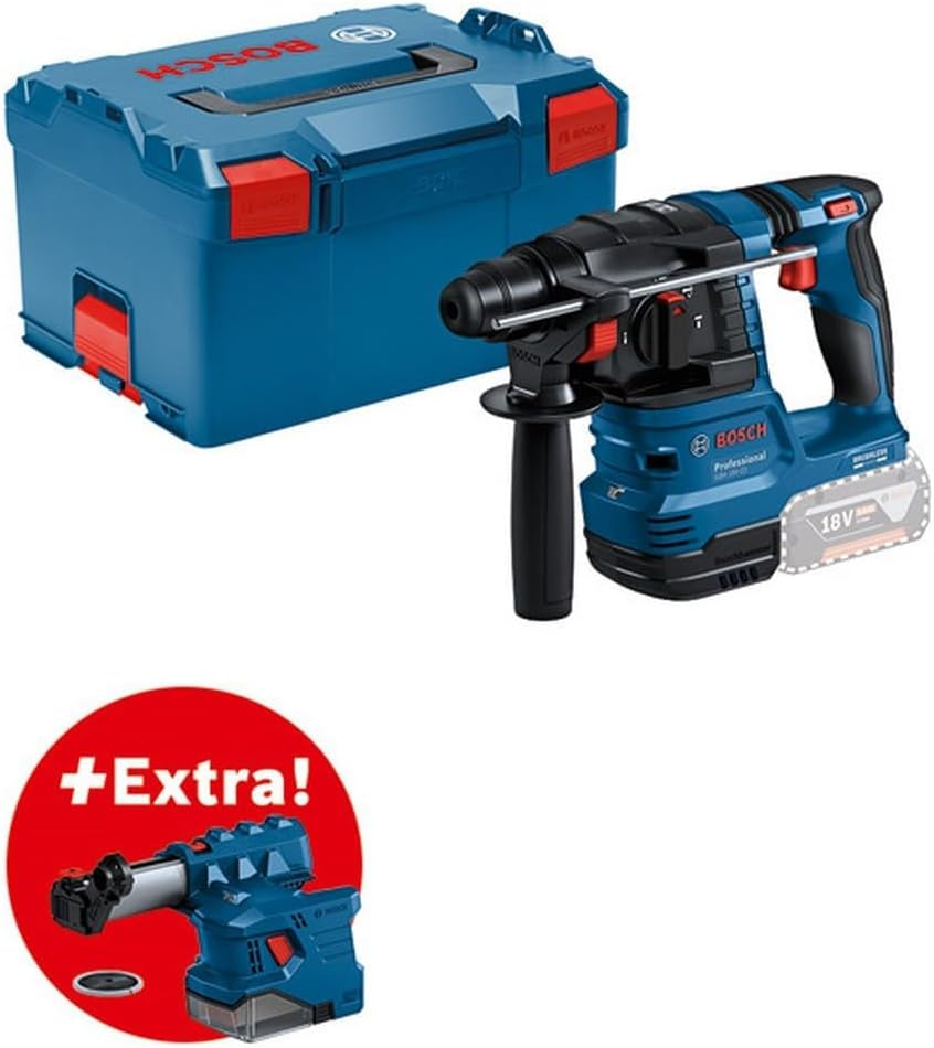 Ciocan rotopercutor Bosch Professional GBH 18V-22 + GDE 18V-12 + L-BOXX, fără acumulator