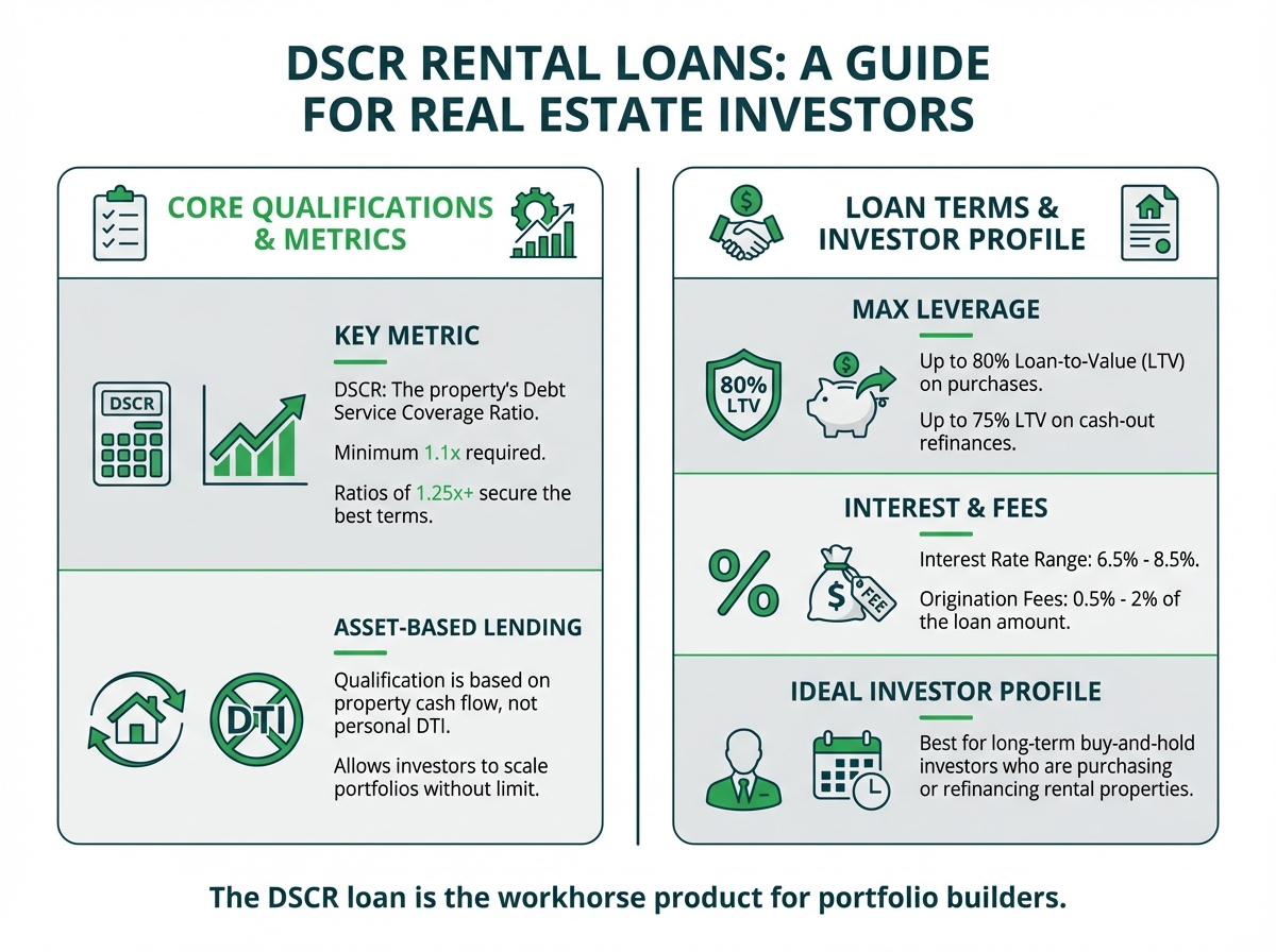 A professional real estate investor in a modern office, analyzing a portfolio performance dashboard on their laptop. This image represents successful long-term rental property investment using tools like DSCR loans.