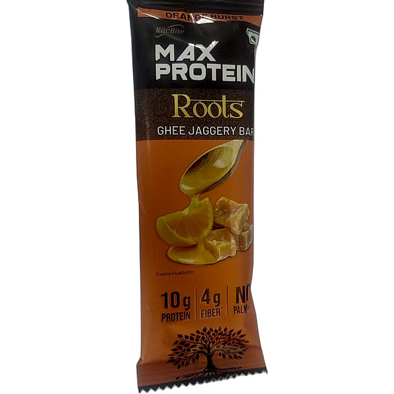 Max Protein Roots Ghee Jaggery Bar Orange Burst 45gms