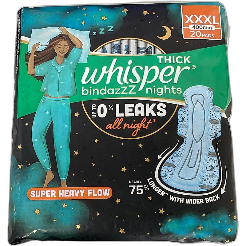 WHISPER BINDAZZ NIGHTS XXXL 20PADS