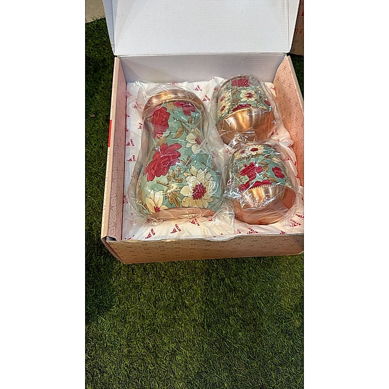 Copper Pot & glass Set